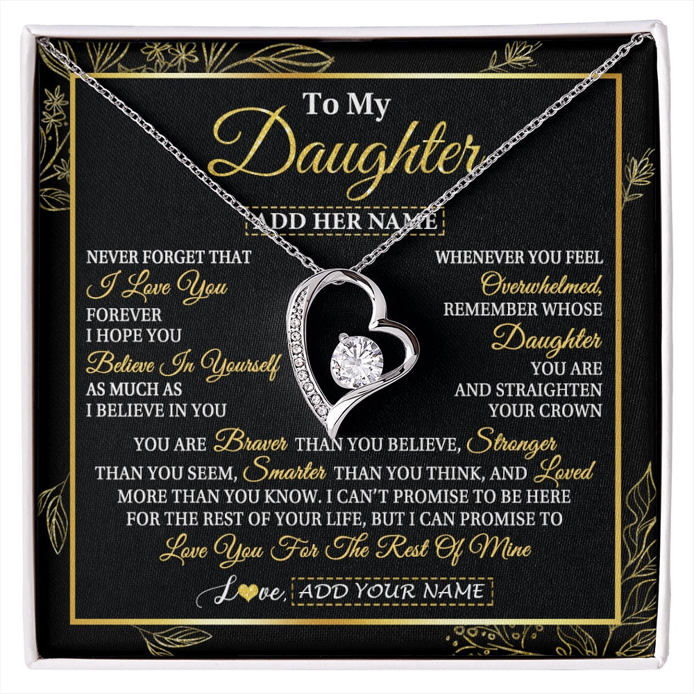 Forever Love Necklace 14K White Gold Finish | 1 | Personalized To My Daughter Necklace From Mom Dad Father I Love You Gift For My Daughter Birthday Gifts Graduation Christmas Custom Gift Box Message Card | siriusteestore.myshopify