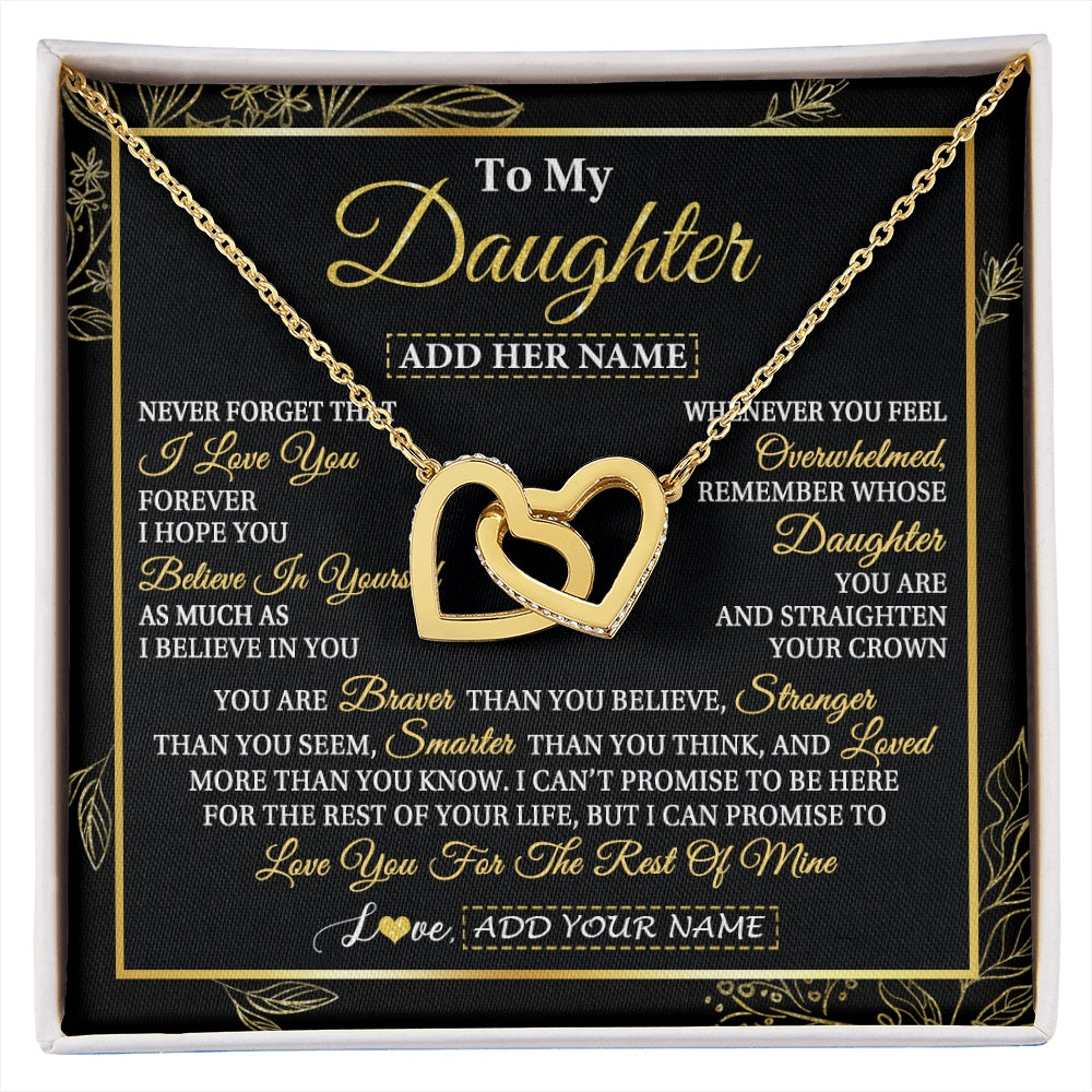 Interlocking Hearts Necklace 18K Yellow Gold Finish | 1 | Personalized To My Daughter Necklace From Mom Dad Father I Love You Gift For My Daughter Birthday Gifts Graduation Christmas Custom Gift Box Message Card | siriusteestore.myshopify