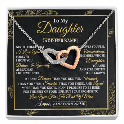 Interlocking Hearts Necklace Stainless Steel & Rose Gold Finish | 1 | Personalized To My Daughter Necklace From Mom Dad Father I Love You Gift For My Daughter Birthday Gifts Graduation Christmas Custom Gift Box Message Card | siriusteestore.myshopify