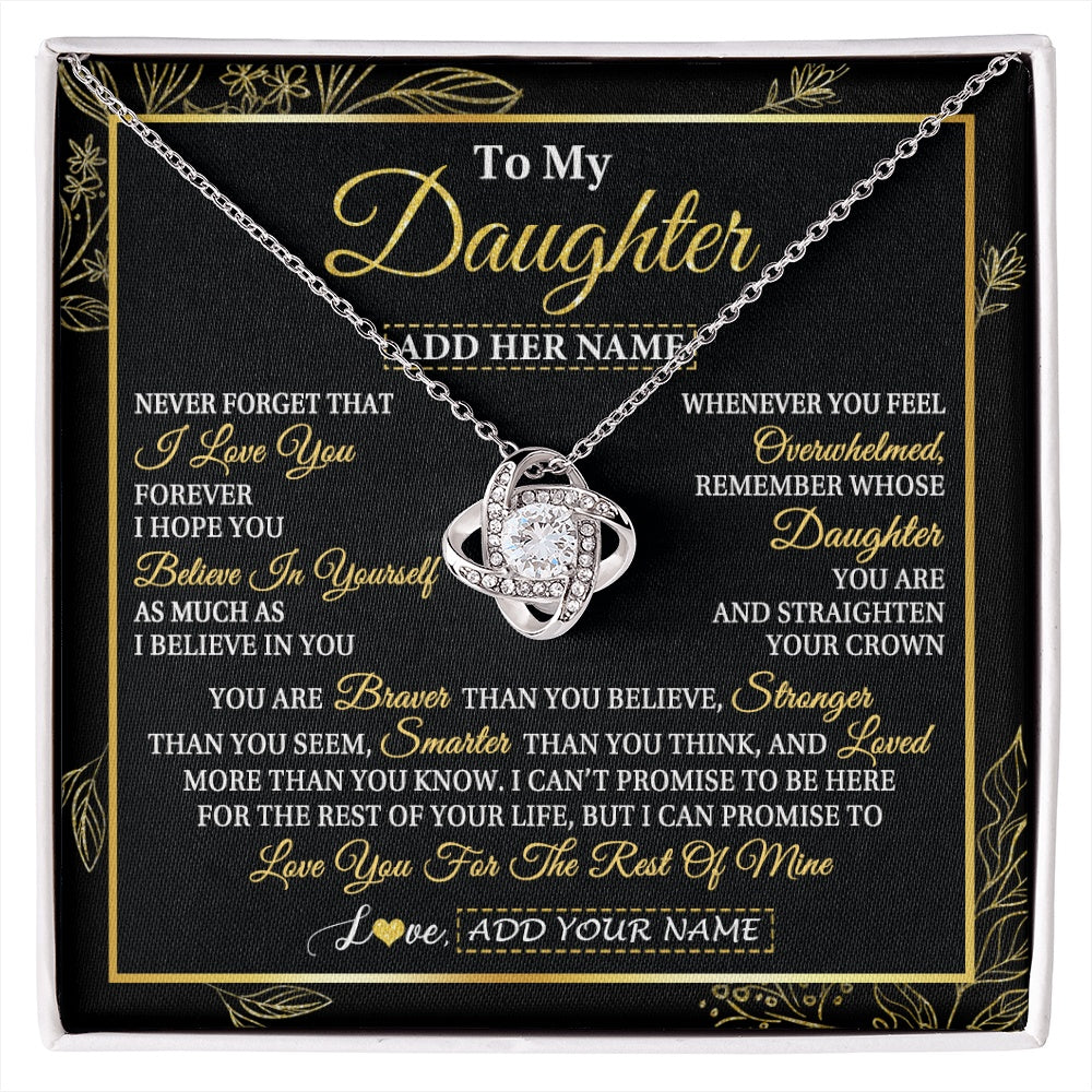 Love Knot Necklace 14K White Gold Finish | 1 | Personalized To My Daughter Necklace From Mom Dad Father I Love You Gift For My Daughter Birthday Gifts Graduation Christmas Custom Gift Box Message Card | siriusteestore.myshopify