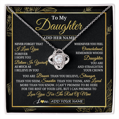 Love Knot Necklace 14K White Gold Finish | 1 | Personalized To My Daughter Necklace From Mom Dad Father I Love You Gift For My Daughter Birthday Gifts Graduation Christmas Custom Gift Box Message Card | siriusteestore.myshopify