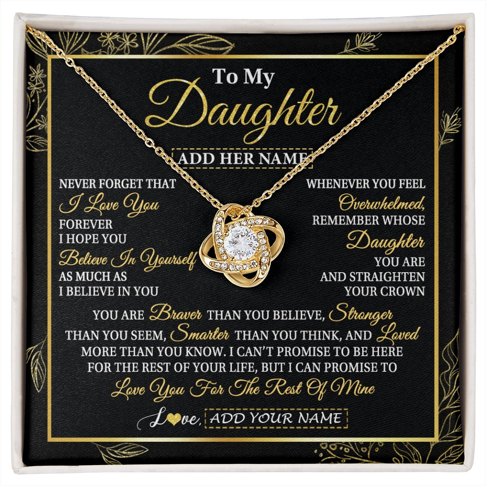 Love Knot Necklace 18K Yellow Gold Finish | 1 | Personalized To My Daughter Necklace From Mom Dad Father I Love You Gift For My Daughter Birthday Gifts Graduation Christmas Custom Gift Box Message Card | siriusteestore.myshopify