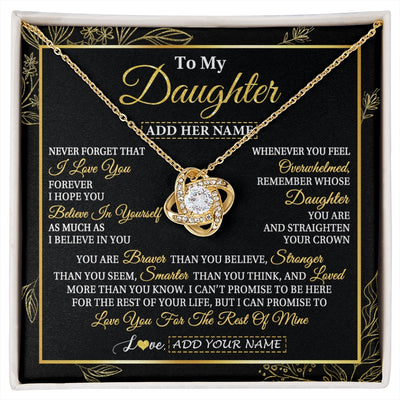 Love Knot Necklace 18K Yellow Gold Finish | 1 | Personalized To My Daughter Necklace From Mom Dad Father I Love You Gift For My Daughter Birthday Gifts Graduation Christmas Custom Gift Box Message Card | siriusteestore.myshopify