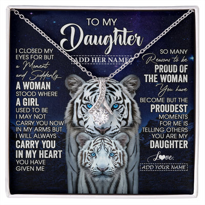 Alluring Beauty Necklace 14K White Gold Finish | 1 | Personalized To My Daughter Necklace From Mom Dad I Close My Eyes White Tiger Daughter Birthday Gift Graduation Christmas Jewelry Gift Box Message Card | https://siriusteestore.