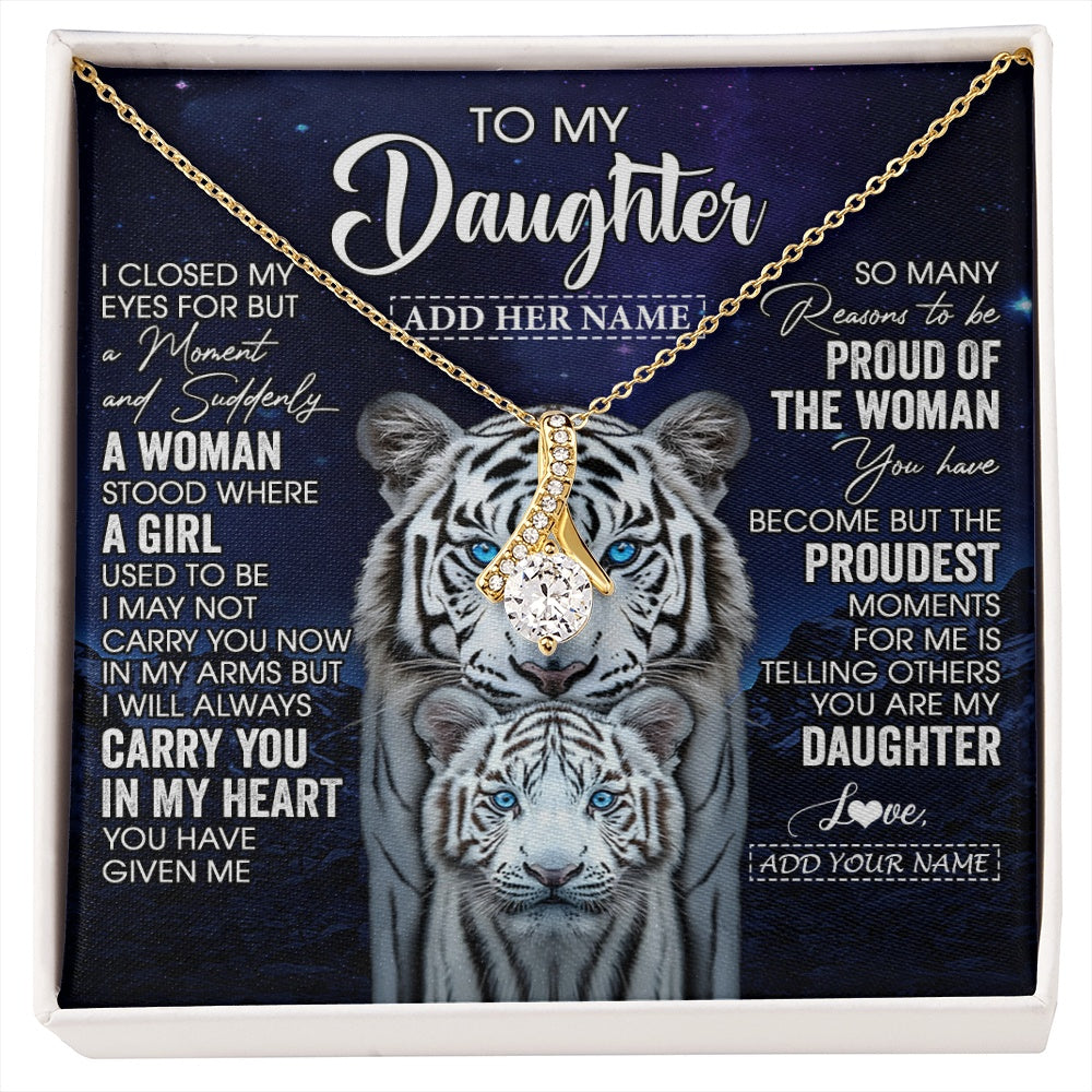 Alluring Beauty Necklace 18K Yellow Gold Finish | 1 | Personalized To My Daughter Necklace From Mom Dad I Close My Eyes White Tiger Daughter Birthday Gift Graduation Christmas Jewelry Gift Box Message Card | https://siriusteestore.