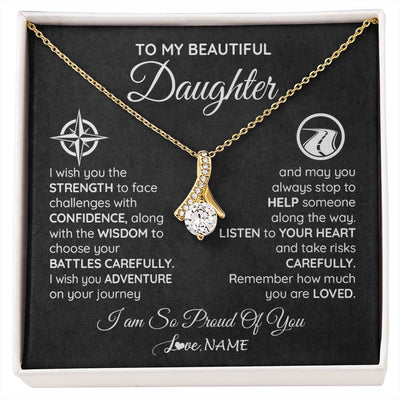 Alluring Beauty Necklace 18K Yellow Gold Finish | 1 | Personalized To My Daughter Necklace From Mom Dad I Wish You The Strength Daughter Birthday Graduation Inspirational Customized Gift Box Message Card | siriusteestore.myshopify