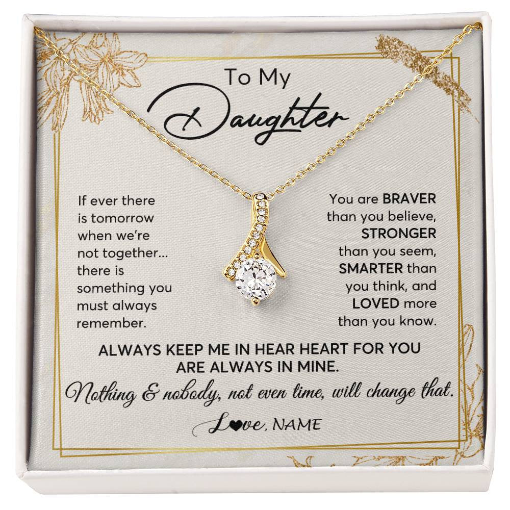 Alluring Beauty Necklace 18K Yellow Gold Finish | 1 | Personalized To My Daughter Necklace From Mom Dad Mother Always Keep Me In Your Heart Daughter Birthday Graduation Christmas Customized Gift Box Message Card | siriusteestore