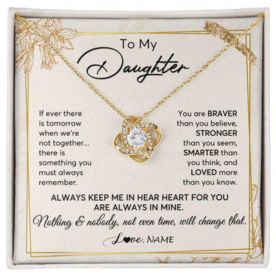 Love Knot Necklace 18K Yellow Gold Finish | 1 | Personalized To My Daughter Necklace From Mom Dad Mother Always Keep Me In Your Heart Daughter Birthday Graduation Christmas Customized Gift Box Message Card | siriusteestore