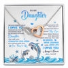 Interlocking Hearts Necklace Stainless Steel & Rose Gold Finish | 1 | Personalized To My Daughter Necklace From Mom Dad Mother Dophin Never Forget I Love You Daughter Birthday Jewelry Christmas Customized Gift Box Message Card | siriusteestore
