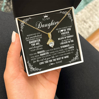 Alluring Beauty Necklace 18K Yellow Gold Finish | 2 | Personalized To My Daughter Necklace From Mom Dad Mother Father Inspirational Strength Daughter Birthday Jewelry Christmas Customized Gift Box Message Card | siriusteestore