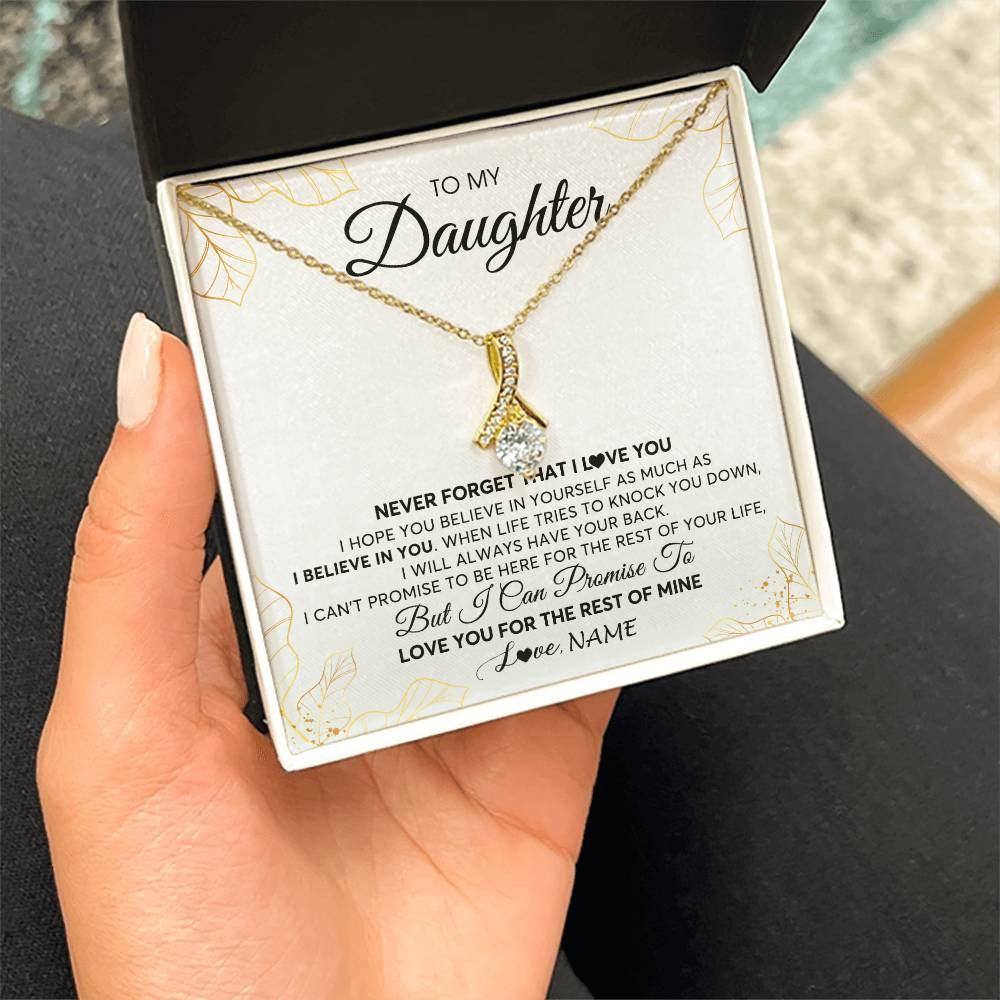 Alluring Beauty Necklace 18K Yellow Gold Finish | 2 | Personalized To My Daughter Necklace From Mom Dad Mother Father Never Forget That I Love You Daughter Birthday Christmas Customized Gift Box Message Card | siriusteestore