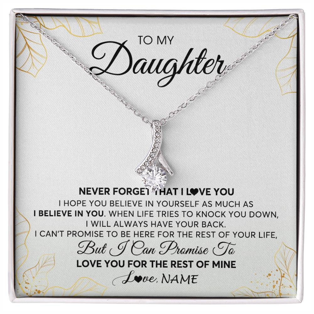 Alluring Beauty Necklace | Personalized To My Daughter Necklace From Mom Dad Mother Father Never Forget That I Love You Daughter Birthday Christmas Customized Gift Box Message Card | siriusteestore