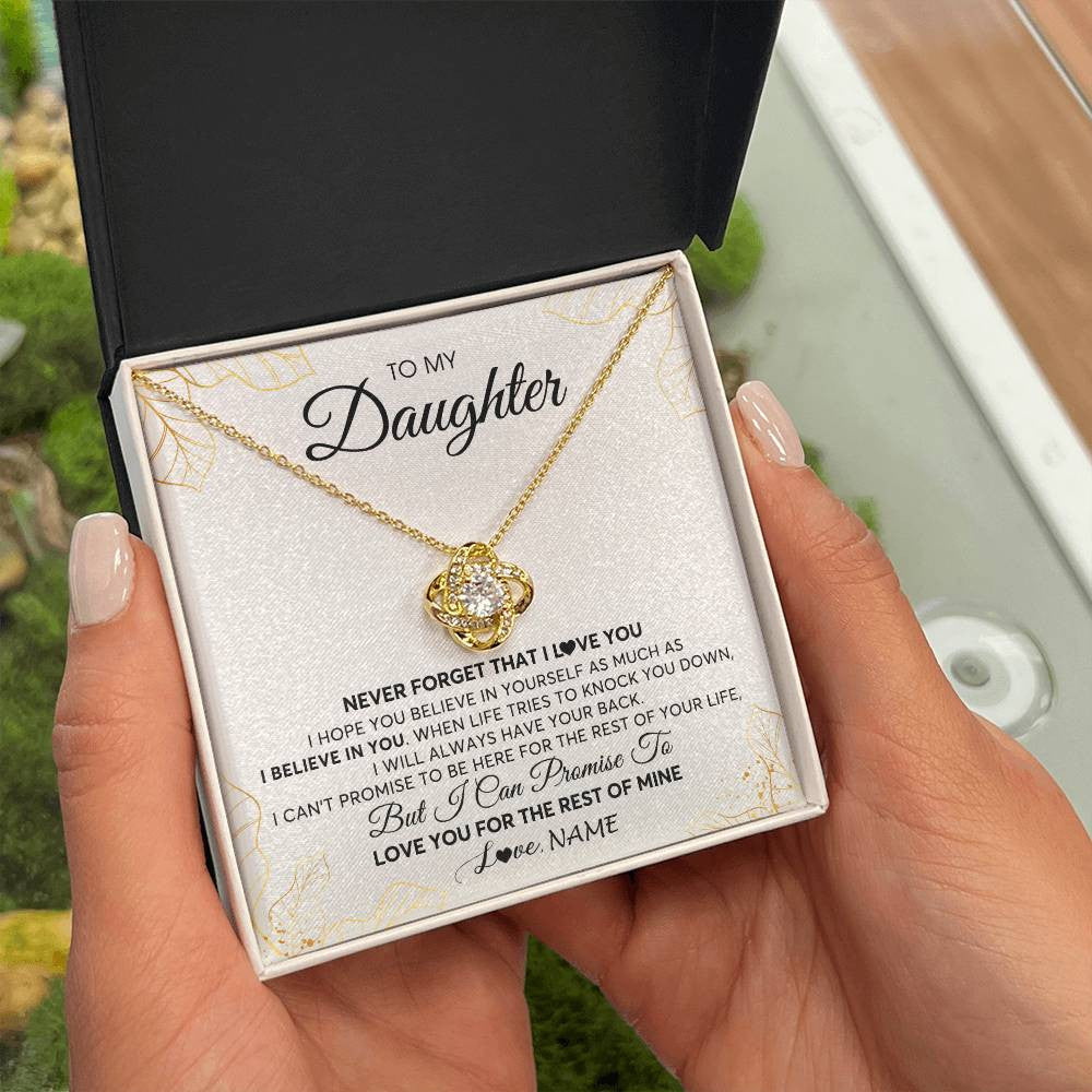 Love Knot Necklace 18K Yellow Gold Finish | 2 | Personalized To My Daughter Necklace From Mom Dad Mother Father Never Forget That I Love You Daughter Birthday Christmas Customized Gift Box Message Card | siriusteestore