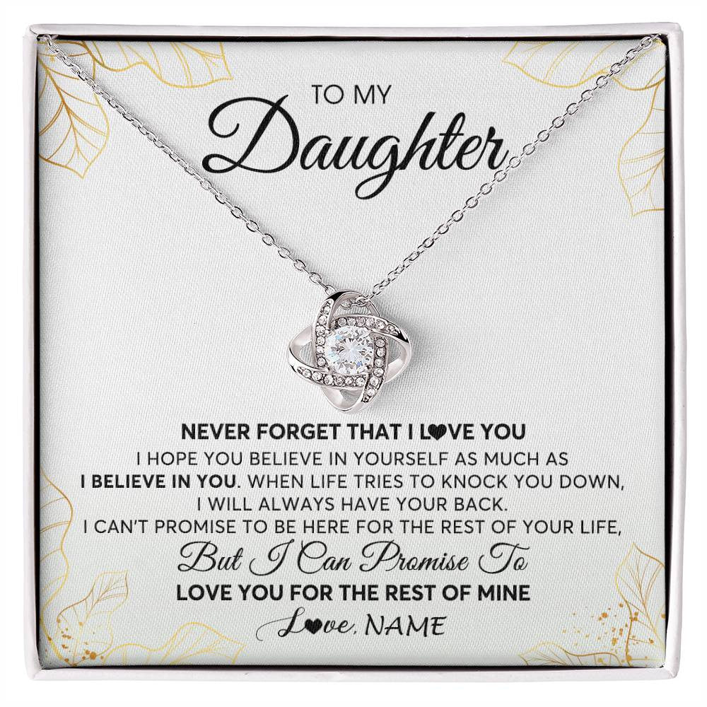 Love Knot Necklace | Personalized To My Daughter Necklace From Mom Dad Mother Father Never Forget That I Love You Daughter Birthday Christmas Customized Gift Box Message Card | siriusteestore