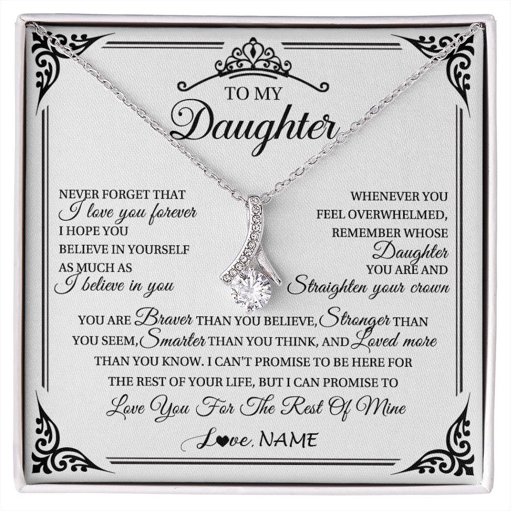 Alluring Beauty Necklace 14K White Gold Finish | 1 | Personalized To My Daughter Necklace From Mom Dad Mother I Love You Forever Daughter Birthday Jewelry Graduation Christmas Customized Gift Box Message Card | siriusteestore