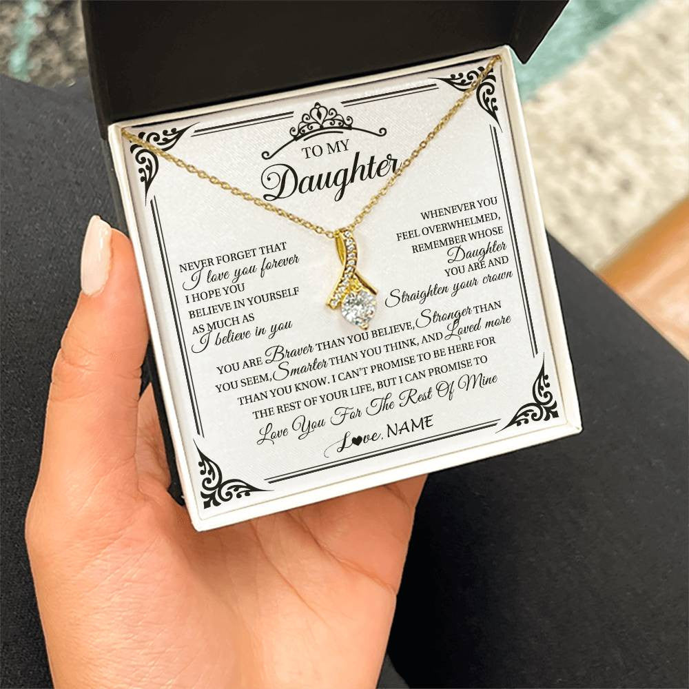 Alluring Beauty Necklace 18K Yellow Gold Finish | 2 | Personalized To My Daughter Necklace From Mom Dad Mother I Love You Forever Daughter Birthday Jewelry Graduation Christmas Customized Gift Box Message Card | siriusteestore