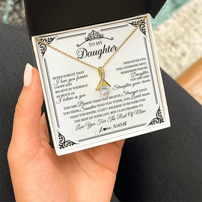 Alluring Beauty Necklace 18K Yellow Gold Finish | 2 | Personalized To My Daughter Necklace From Mom Dad Mother I Love You Forever Daughter Birthday Jewelry Graduation Christmas Customized Gift Box Message Card | siriusteestore