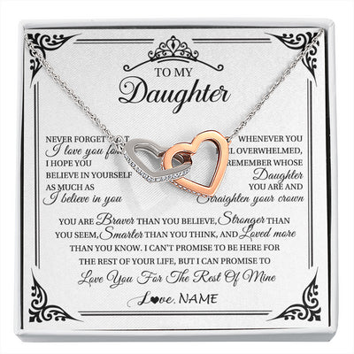 Interlocking Hearts Necklace Stainless Steel & Rose Gold Finish | 1 | Personalized To My Daughter Necklace From Mom Dad Mother I Love You Forever Daughter Birthday Jewelry Graduation Christmas Customized Gift Box Message Card | siriusteestore