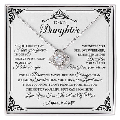 Love Knot Necklace 14K White Gold Finish | 1 | Personalized To My Daughter Necklace From Mom Dad Mother I Love You Forever Daughter Birthday Jewelry Graduation Christmas Customized Gift Box Message Card | siriusteestore
