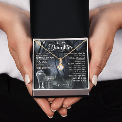 Alluring Beauty Necklace 18K Yellow Gold Finish | 2 | Personalized To My Daughter Necklace From Mom Dad Mother Never Feel That You Are Alone Wolf Birthday Gifts Jewelry Christmas Customized Gift Box Message Card | https://siriusteestore.