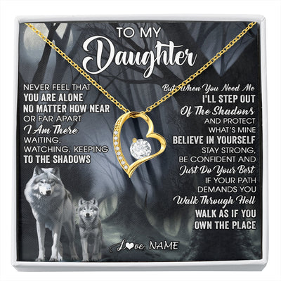 Forever Love Necklace 18K Yellow Gold Finish | 1 | Personalized To My Daughter Necklace From Mom Dad Mother Never Feel That You Are Alone Wolf Birthday Gifts Jewelry Christmas Customized Gift Box Message Card | https://siriusteestore.