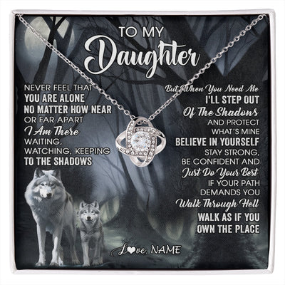 Love Knot Necklace 14K White Gold Finish | 1 | Personalized To My Daughter Necklace From Mom Dad Mother Never Feel That You Are Alone Wolf Birthday Gifts Jewelry Christmas Customized Gift Box Message Card | https://siriusteestore.