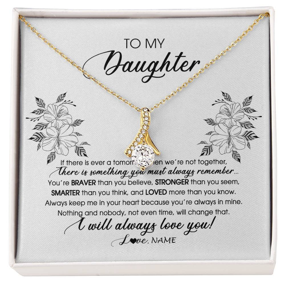 Alluring Beauty Necklace 18K Yellow Gold Finish | Personalized To My Daughter Necklace From Mom Dad Mother Not Even Time Floral Daughter Birthday Graduation Christmas Customized Message Card | siriusteestore