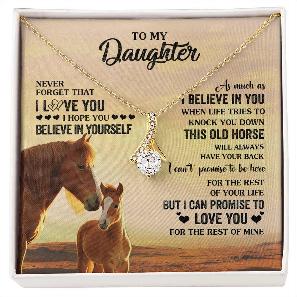 Alluring Beauty Necklace 18K Yellow Gold Finish | 1 | Personalized To My Daughter Necklace From Mom Dad Mother This Old Horse Love You Daughter Birthday Jewelry Christmas Customized Gift Box Message Card | siriusteestore