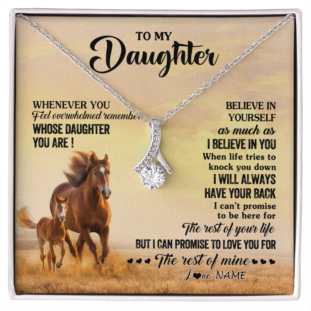 Alluring Beauty Necklace 14K White Gold Finish | 1 | Personalized To My Daughter Necklace From Mom Dad Mother Whenever You Feel Horse Daughter Birthday Jewelry Christmas Customized Gift Box Message Card | siriusteestore