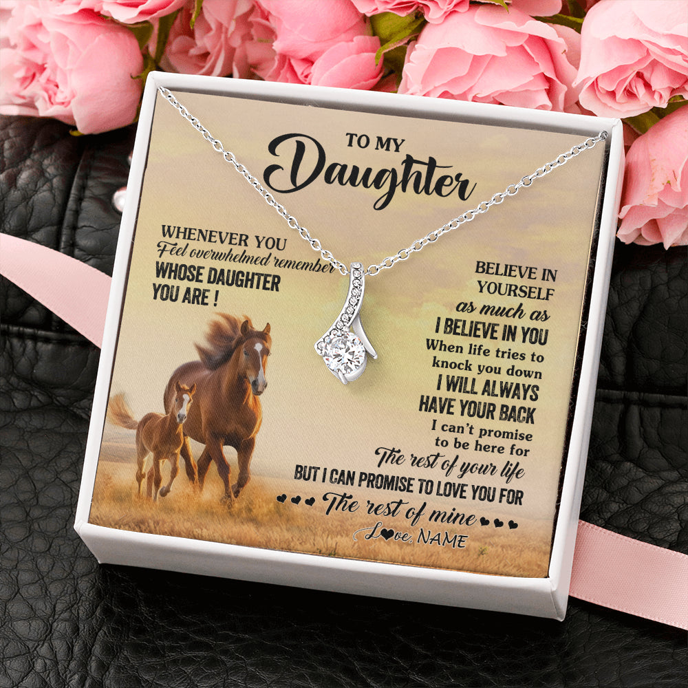 Alluring Beauty Necklace 14K White Gold Finish | 2 | Personalized To My Daughter Necklace From Mom Dad Mother Whenever You Feel Horse Daughter Birthday Jewelry Christmas Customized Gift Box Message Card | siriusteestore