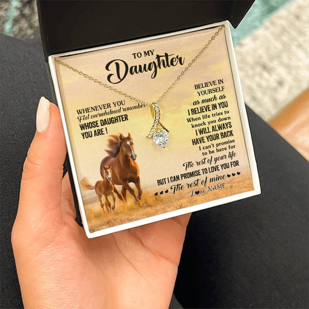 Alluring Beauty Necklace 18K Yellow Gold Finish | 2 | Personalized To My Daughter Necklace From Mom Dad Mother Whenever You Feel Horse Daughter Birthday Jewelry Christmas Customized Gift Box Message Card | siriusteestore