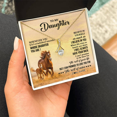 Alluring Beauty Necklace 18K Yellow Gold Finish | 2 | Personalized To My Daughter Necklace From Mom Dad Mother Whenever You Feel Horse Daughter Birthday Jewelry Christmas Customized Gift Box Message Card | siriusteestore