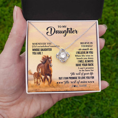 Love Knot Necklace 14K White Gold Finish | 2 | Personalized To My Daughter Necklace From Mom Dad Mother Whenever You Feel Horse Daughter Birthday Jewelry Christmas Customized Gift Box Message Card | siriusteestore