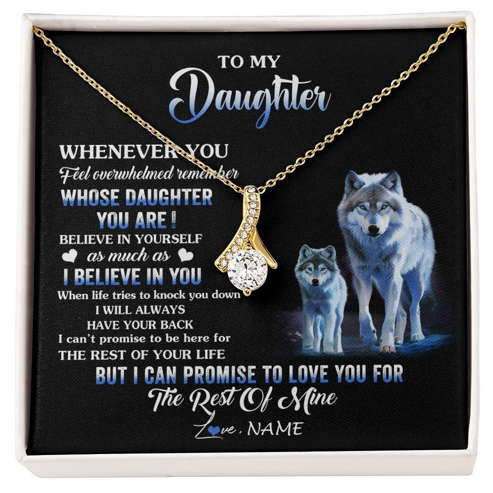 Alluring Beauty Necklace 18K Yellow Gold Finish | 1 | Personalized To My Daughter Necklace From Mom Dad Mother Whenever You Feel Wolf Daughter Birthday Gifts Jewelry Christmas Customized Gift Box Message Card | siriusteestore