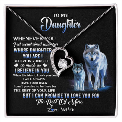 Forever Love Necklace 14K White Gold Finish | 1 | Personalized To My Daughter Necklace From Mom Dad Mother Whenever You Feel Wolf Daughter Birthday Gifts Jewelry Christmas Customized Gift Box Message Card | siriusteestore