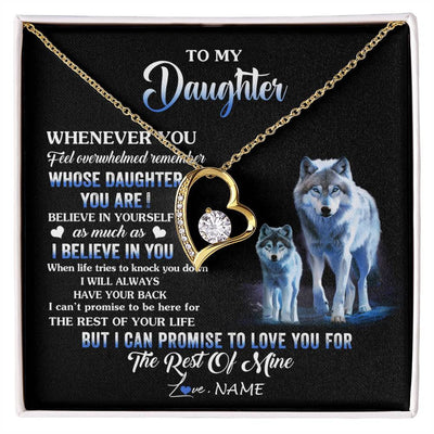 Forever Love Necklace 18K Yellow Gold Finish | 1 | Personalized To My Daughter Necklace From Mom Dad Mother Whenever You Feel Wolf Daughter Birthday Gifts Jewelry Christmas Customized Gift Box Message Card | siriusteestore