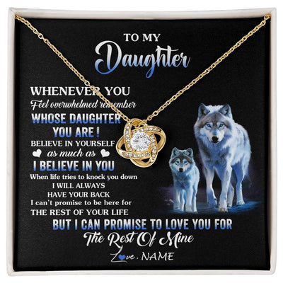 Love Knot Necklace 18K Yellow Gold Finish | 1 | Personalized To My Daughter Necklace From Mom Dad Mother Whenever You Feel Wolf Daughter Birthday Gifts Jewelry Christmas Customized Gift Box Message Card | siriusteestore