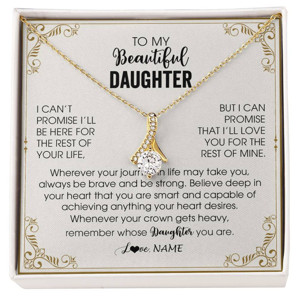 Alluring Beauty Necklace 18K Yellow Gold Finish | 1 | Personalized To My Daughter Necklace From Mom Dad Mother Wherever Your Journey in Life Daughter Birthday Christmas Graduation Customized Gift Box Message Card | siriusteestore