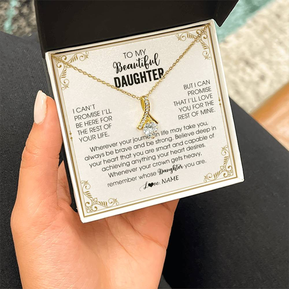 Alluring Beauty Necklace 18K Yellow Gold Finish | 2 | Personalized To My Daughter Necklace From Mom Dad Mother Wherever Your Journey in Life Daughter Birthday Christmas Graduation Customized Gift Box Message Card | siriusteestore