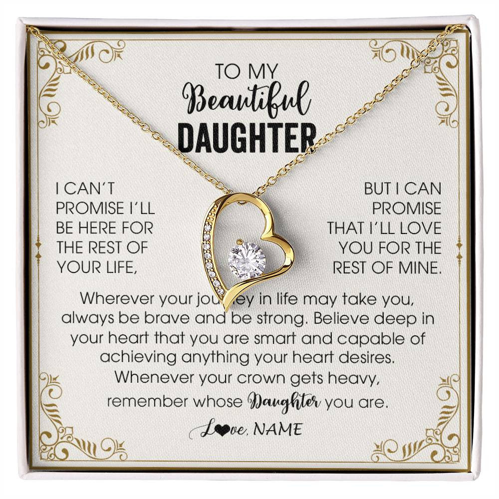 Forever Love Necklace 18K Yellow Gold Finish | 1 | Personalized To My Daughter Necklace From Mom Dad Mother Wherever Your Journey in Life Daughter Birthday Christmas Graduation Customized Gift Box Message Card | siriusteestore