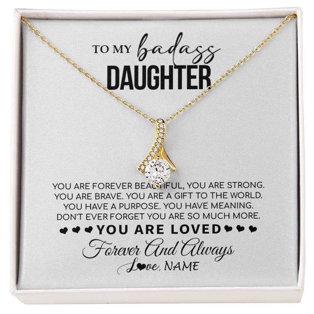 Alluring Beauty Necklace 18K Yellow Gold Finish | 1 | Personalized To My Daughter Necklace From Mom Dad Mother You Are Forever Beautiful Daughter Birthday Graduation Christmas Customized Gift Box Message Card | siriusteestore