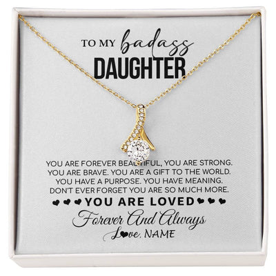Alluring Beauty Necklace 18K Yellow Gold Finish | 1 | Personalized To My Daughter Necklace From Mom Dad Mother You Are Forever Beautiful Daughter Birthday Graduation Christmas Customized Gift Box Message Card | siriusteestore