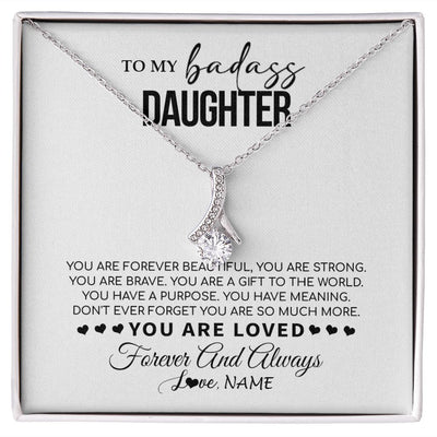 Alluring Beauty Necklace | Personalized To My Daughter Necklace From Mom Dad Mother You Are Forever Beautiful Daughter Birthday Graduation Christmas Customized Gift Box Message Card | siriusteestore