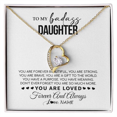 Forever Love Necklace 18K Yellow Gold Finish | 1 | Personalized To My Daughter Necklace From Mom Dad Mother You Are Forever Beautiful Daughter Birthday Graduation Christmas Customized Gift Box Message Card | siriusteestore