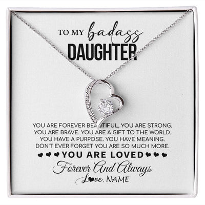 Forever Love Necklace | Personalized To My Daughter Necklace From Mom Dad Mother You Are Forever Beautiful Daughter Birthday Graduation Christmas Customized Gift Box Message Card | siriusteestore