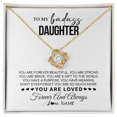 Love Knot Necklace 18K Yellow Gold Finish | 1 | Personalized To My Daughter Necklace From Mom Dad Mother You Are Forever Beautiful Daughter Birthday Graduation Christmas Customized Gift Box Message Card | siriusteestore