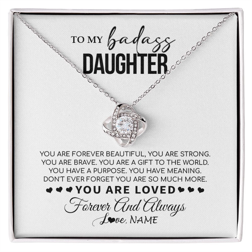 Love Knot Necklace | Personalized To My Daughter Necklace From Mom Dad Mother You Are Forever Beautiful Daughter Birthday Graduation Christmas Customized Gift Box Message Card | siriusteestore