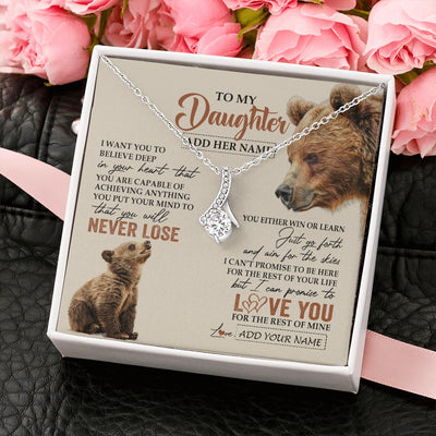 Alluring Beauty Necklace 14K White Gold Finish | 2 | Personalized To My Daughter Necklace From Mom Dad Mother You Will Never Lose Bear Daughter Birthday Gifts Graduation Christmas Custom Gift Box Message Card | siriusteestore.myshopify