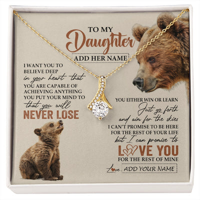 Alluring Beauty Necklace 18K Yellow Gold Finish | 1 | Personalized To My Daughter Necklace From Mom Dad Mother You Will Never Lose Bear Daughter Birthday Gifts Graduation Christmas Custom Gift Box Message Card | siriusteestore.myshopify