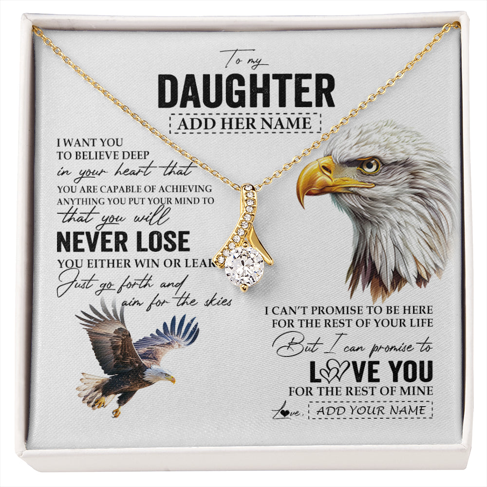 Alluring Beauty Necklace 18K Yellow Gold Finish | 1 | Personalized To My Daughter Necklace From Mom Dad Mother You Will Never Lose Eagle Daughter Birthday Gifts Graduation Christmas Custom Gift Box Message Card | siriusteestore